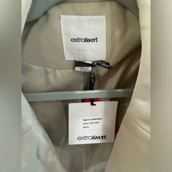 Extro&Vert Light Grey Double Breasted Women’s Oversized office Blazer Size XL - Picture 6 of 14